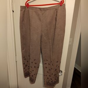 Elegant Taupe Pants with Leopard Print Detail